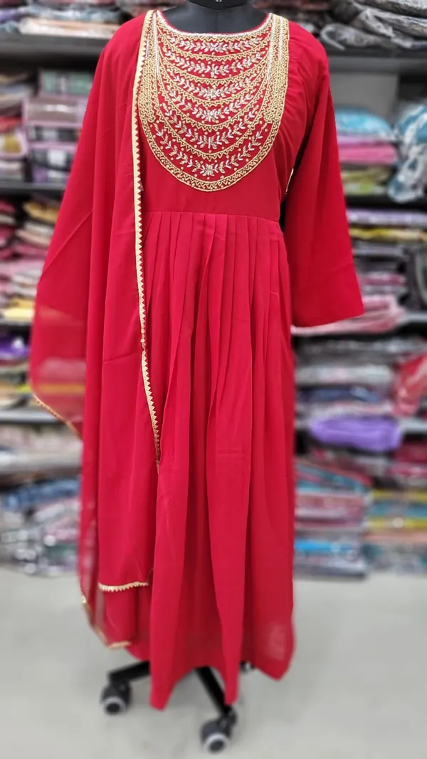 Premium Chiffon Heavy HandWork Long Gown with Dupatta | KS1075